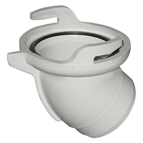 Thetford 45° Hose Adapter 3" Spigot x 3" Bayonet • White • 01665