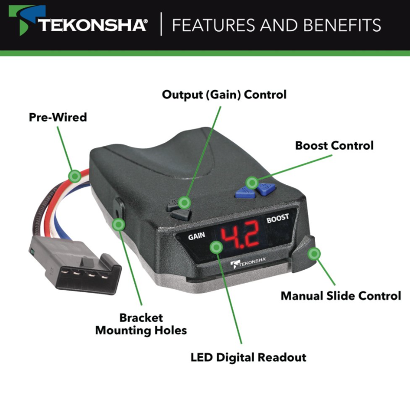 Tekonsha BRAKE-EVN Proportional Brake Controller for Trailers with 1-4 Axles, Black • 8508220 - Image 2