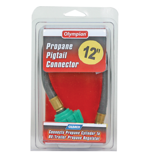Camco Pigtail LP Gas Hose 12" (ACME Nut to 1/4" Male Inverted Flare) • 59053