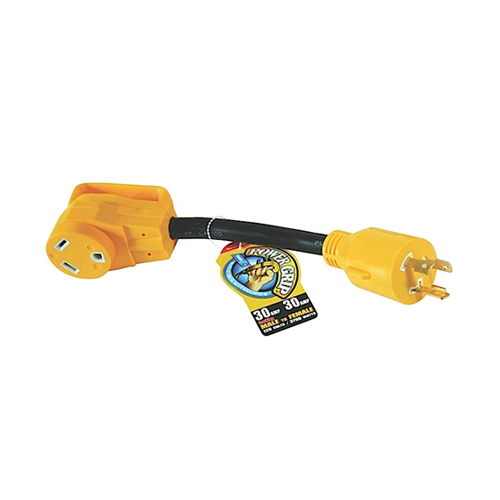 Camco L5-30 Amp Locking 3-Prong Plug / TT-30 30 Amp Standard Receptacle Power Grip Generator Adapter - 12" • 55272
