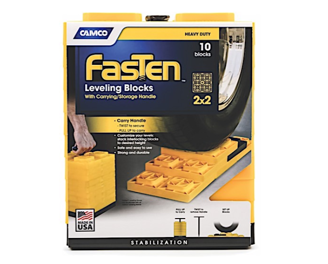Camco FasTen Leveling Blocks, 8.5" x 8.5", Brown, Set of 10 • 44521 - Image 2