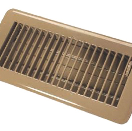 JR Products 4" x 10" Brown Metal Floor Register w/ Damper • 02-29015
