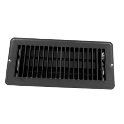JR Products 4" x 10" Black Steel Floor Register w/ Damper • 02-29175