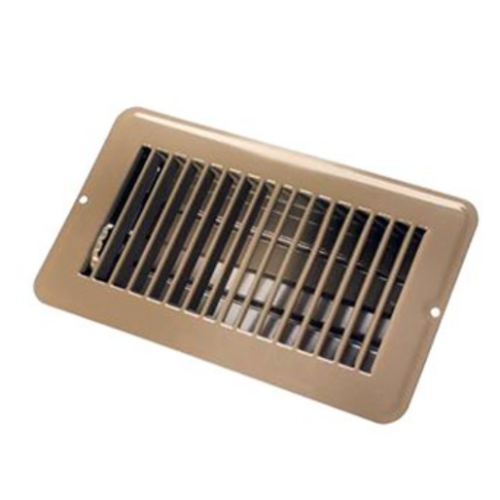 JR Products 4" x 8" Brown Metal Floor Register w/ Damper • 02-28975