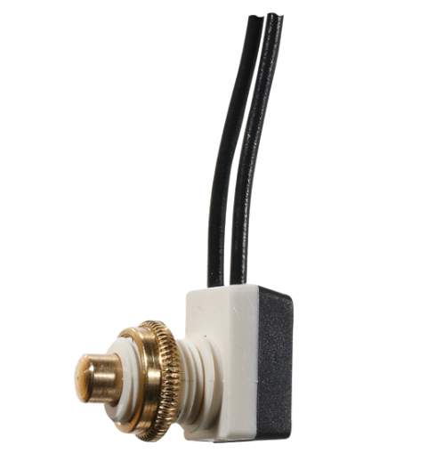 RV Designer Push Button On/Off Roof Vent Switch - 10 Amp, SPST, 8" Wire Leads • S751