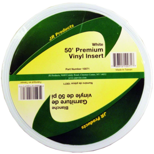 JR Products Premium Vinyl Insert - 50' x 1" - White • 10071