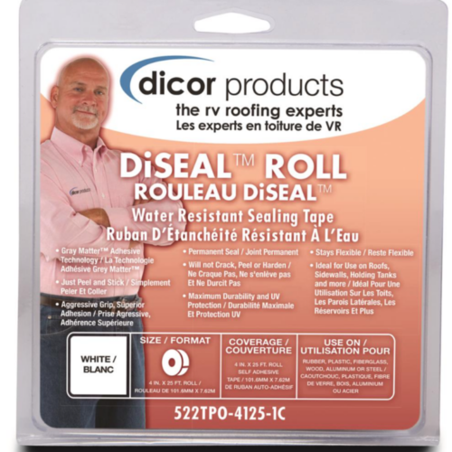 Dicor DiSeal Roll Water Resistant Sealing Tape, 12.5' x 4", White • 522TPO-4125-1C