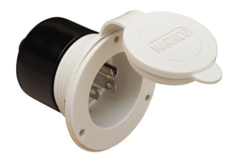 ParkPower 15 Amp 125V Straight Blade Power Inlet White • 150BBIW.RV