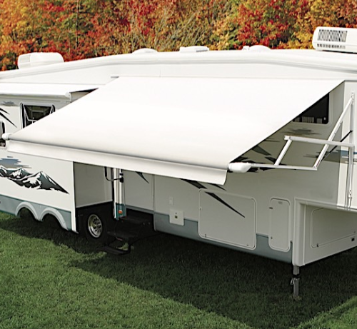 Carefree 25' Cut-To-Fit Vinyl Solid White Patio Replacement RV Awning Fabric • JG254F4F-MP