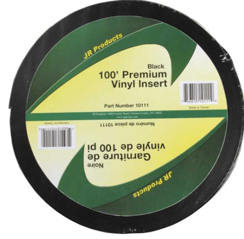 JR Products Premium Vinyl Insert - 100' x 1" - Black • 10111