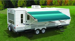 Carefree RV EA188A00 RV Patio Electric/ Manual Awning , Sierra Brown Dune Stripes