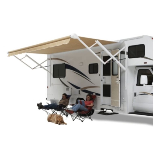 Carefree RV QJ206D00 RV Patio Electric/ Manual Awning , Silver Shale Fade