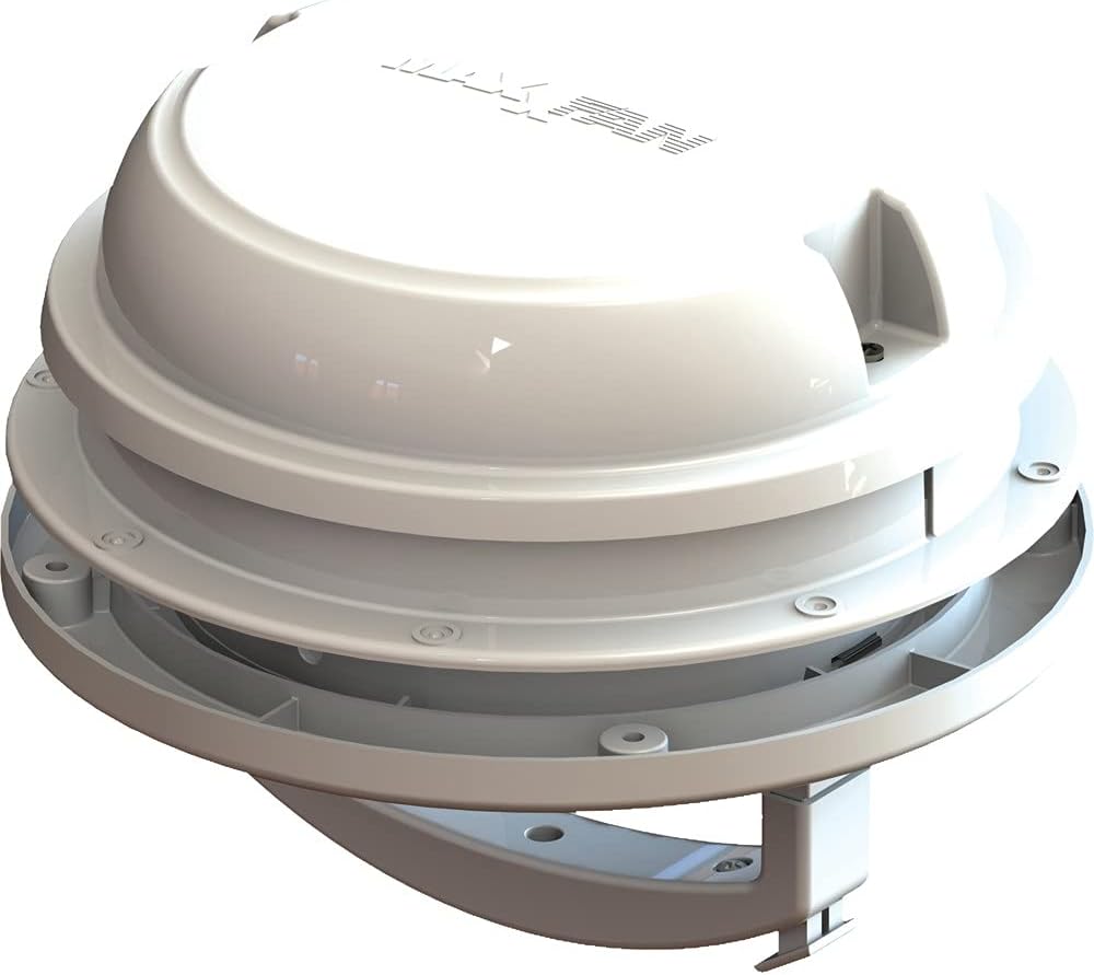 MaxxAir | Maxxfan Plus Dome | 00-03810W | Manual Lift | LED Light | 12v | 6" | White