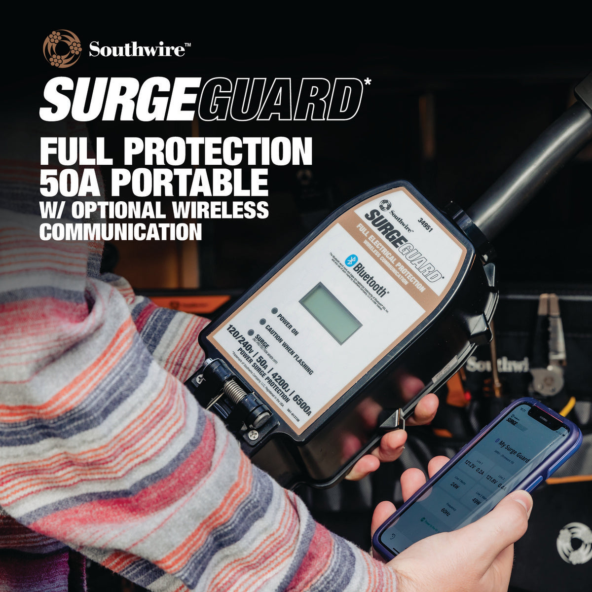 Southwire | 50 Amp Surge Protector | 34951 | Bluetooth | Compatible with Wireless LCD Display - Image 3