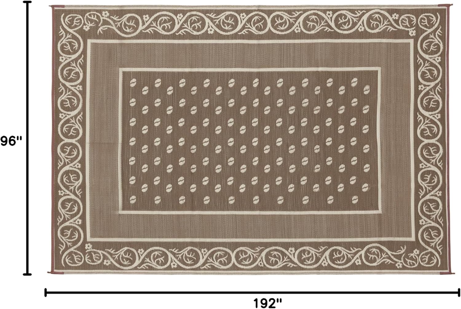 Faulkner | Reversible Vineyard RV Patio Mat | Beige | 49599 | 8' x 16' - Image 3