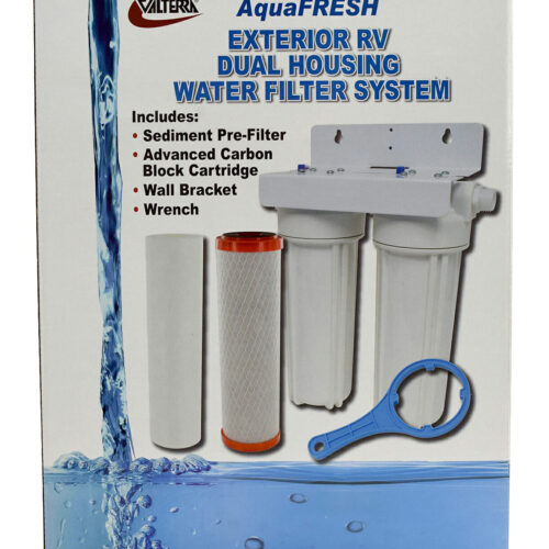 Valterra | Exterior Filter System | Dual Housing with Sediment Pre-Filter | Advanced Carbon Block Cartridge | A01-1139 | with Wall Bracket and Wrench