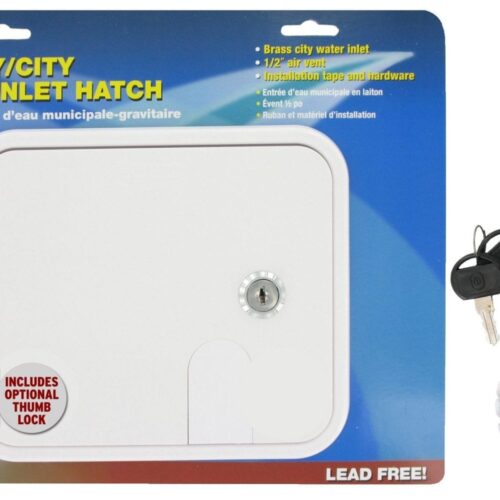 Valterra | Gravity/City Water Inlet Hatch | A01-2000VP | Brass | White