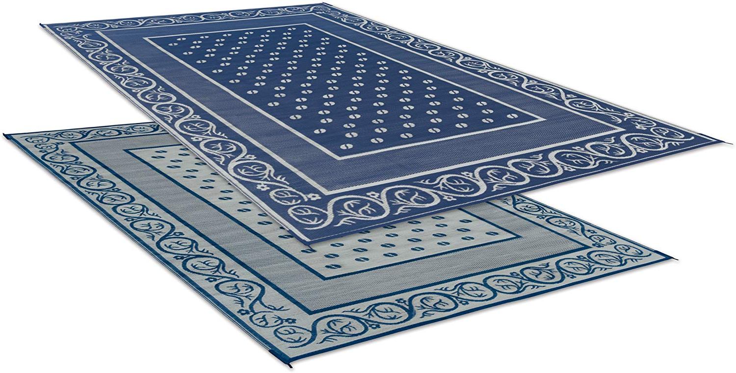 Faulkner | Reversible Vineyard RV Patio Mat | Blue | 48704 | 8' x 20' - Image 2